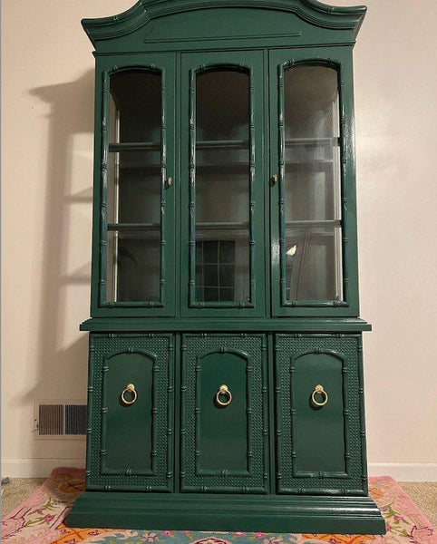 Vintage Faux Bamboo China Cabinet Available for Custom Lacquer! - Hibiscus House