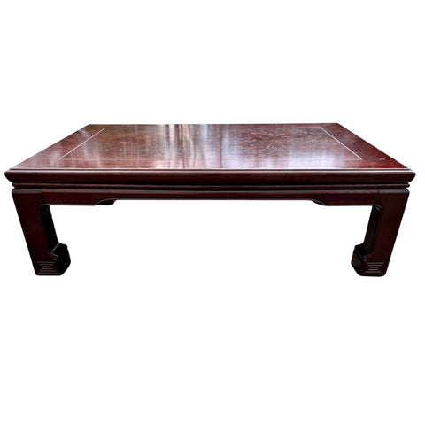 Vintage Carved Greek Key Ming Rectangular Coffee Table Available for Custom Lacquer!