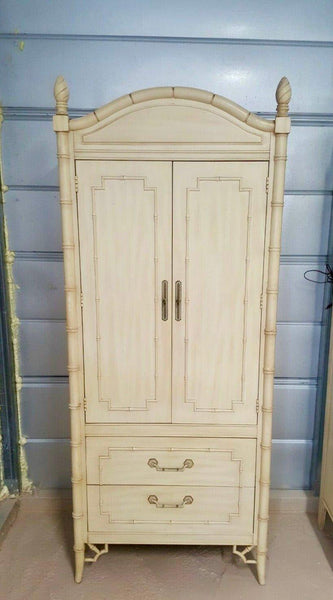 1970's Thomasville Allegro Faux Bamboo Armoire Available for Custom Lacquer - Hibiscus House