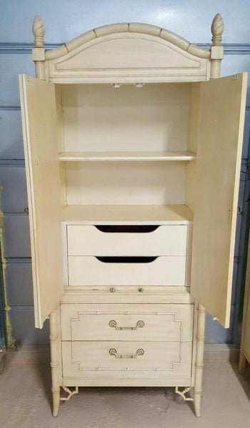 1970's Thomasville Allegro Faux Bamboo Armoire Available for Custom Lacquer - Hibiscus House