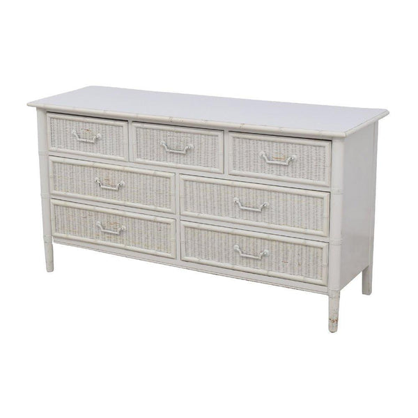 Dixie Furniture Company Faux Bamboo and Wicker Front Seven Drawer Dresser Available for Custom Lacquer - Hibiscus House