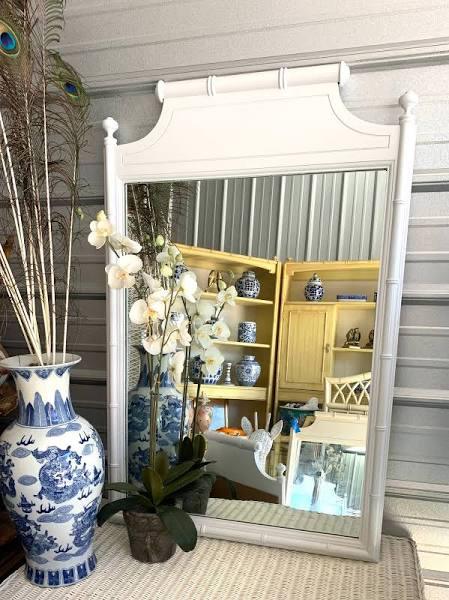 1960s Henry Link Faux Bamboo Pagoda Mirror - Hibiscus House