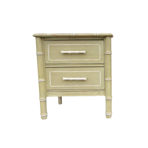 Vintage Faux Bamboo Single Nightstand Available for Custom Lacquer - Hibiscus House