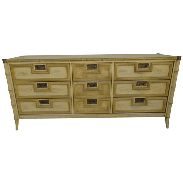 Vintage Stanley Furniture Faux Bamboo Nine Drawer Dresser Available for Custom Lacquer - Hibiscus House