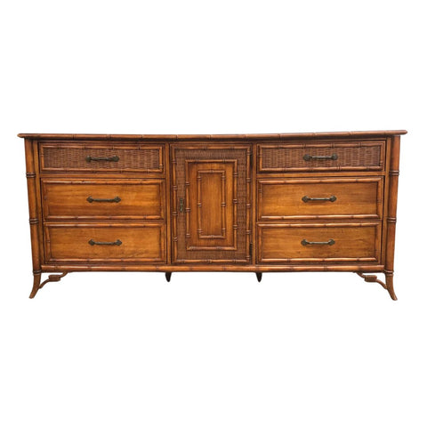 Vintage Stanley Furniture Faux Bamboo Credenza with Fretwork Available for Custom Lacquer!