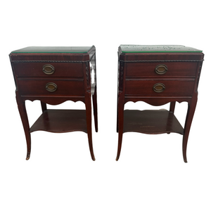 Vintage Tall Two Drawer Traditional Style Nightstand Pair With Shelf Available for Custom Lacquer