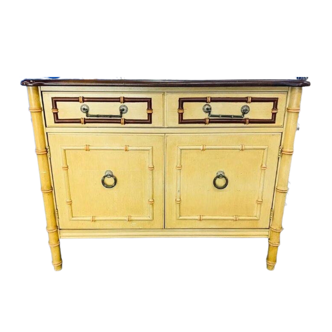 Vintage Thomasville Allegro Faux Bamboo Server Chest Available for Custom Lacquer
