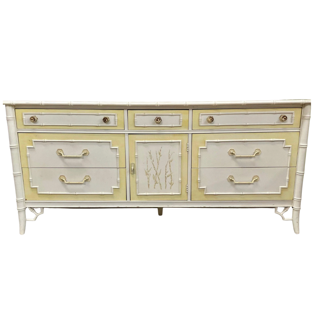 Vintage Thomasville Allegro Faux Bamboo Center Door Dresser/Credenza Available for Custom Lacquer!