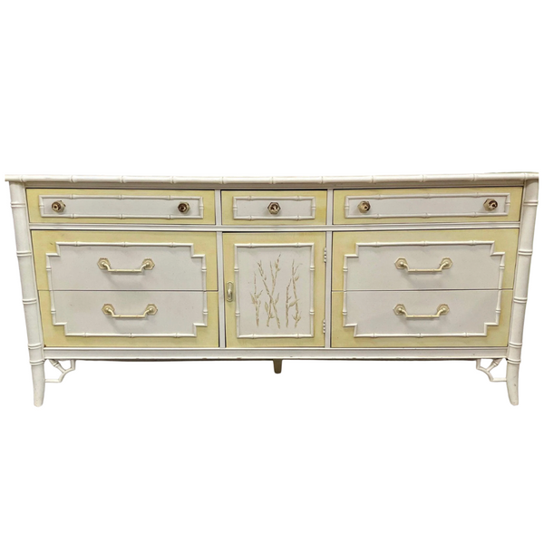 Vintage Thomasville Allegro Faux Bamboo Center Door Dresser/Credenza Available for Custom Lacquer!