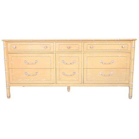 Vintage Thomasville Allegro Faux Bamboo Nine-Drawer Dresser Available for Custom Lacquer!