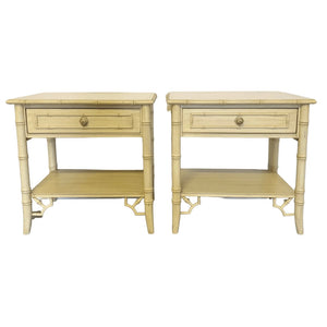 Vintage Thomasville Allegro Faux Bamboo Nightstand Pair Available for Custom Lacquer - Hibiscus House