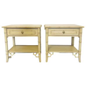 Vintage Thomasville Allegro Faux Bamboo Nightstand Pair Available for Custom Lacquer