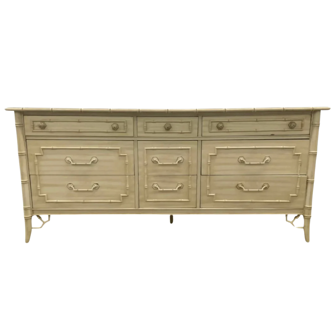 Vintage Thomasville Allegro Collection Faux Bamboo Nine Drawer Dresser Available to Customize!