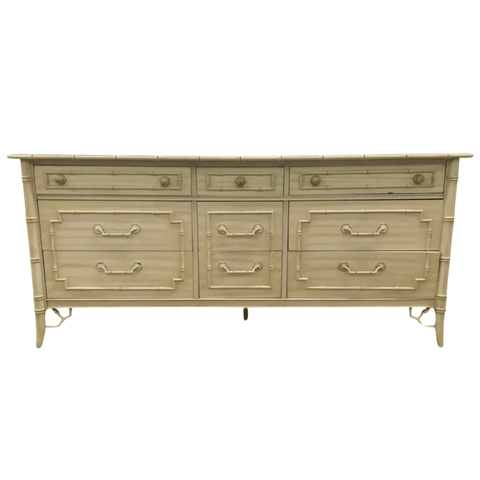Vintage Thomasville Allegro Collection Faux Bamboo Nine Drawer Dresser Available to Customize!