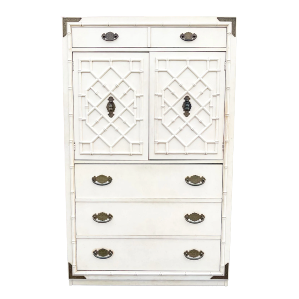 Vintage Thomasville Huntley Faux Bamboo Large Armoire Available for Custom Lacquer! - Hibiscus House