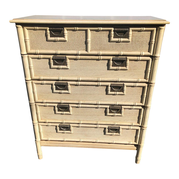 Vintage Faux Bamboo Stanley Style Tallboy Chest Available for Custom Lacquer