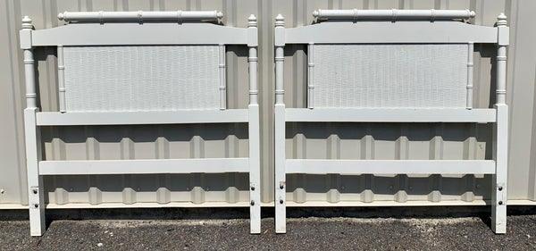 Vintage Classic Faux Bamboo Pagoda Style Twin Headboard Pair Available for Custom Lacquer - Hibiscus House