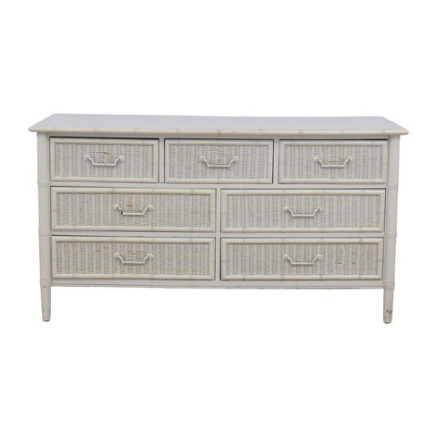Dixie Furniture Company Faux Bamboo and Wicker Front Seven Drawer Dresser Available for Custom Lacquer - Hibiscus House