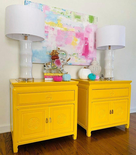 Stunning Antique Pair of Rosewood Hand-carved End Tables or Nightstands Available for Lacquer - Hibiscus House