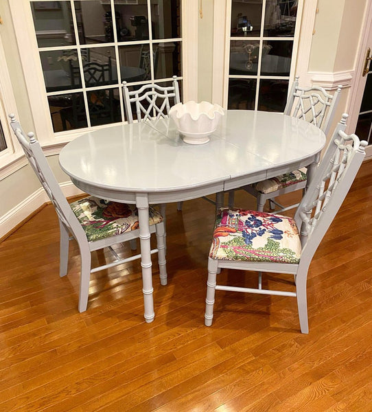 Vintage Set of Six Thomasville Furniture Co Chippendale Faux Bamboo Dining Chairs Available for Custom Lacquer! - Hibiscus House