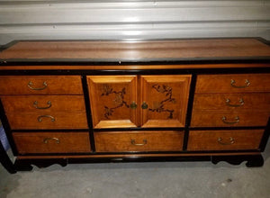 Vintage 1970s Bassett Chinoiserie Birch Credenza Available for Lacquer - Hibiscus House