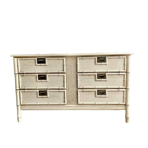Vintage Faux Bamboo Six Drawer Stanley Style Dresser Available for Custom Lacquer