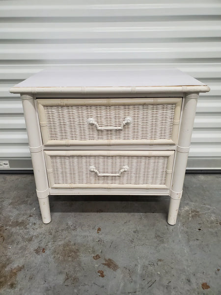 Dixie Furniture Faux Bamboo and Wicker Front Nightstand Pair Available for Custom Lacquer!