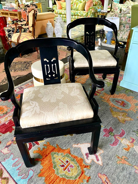 Pair of Bernhardt Furniture Horseshoe Ming Chairs Ready to Ship