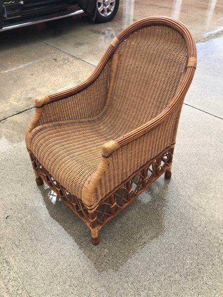 Vintage Wicker Bamboo Palm Beach Chic Side Chair Ready to Ship! - Hibiscus House