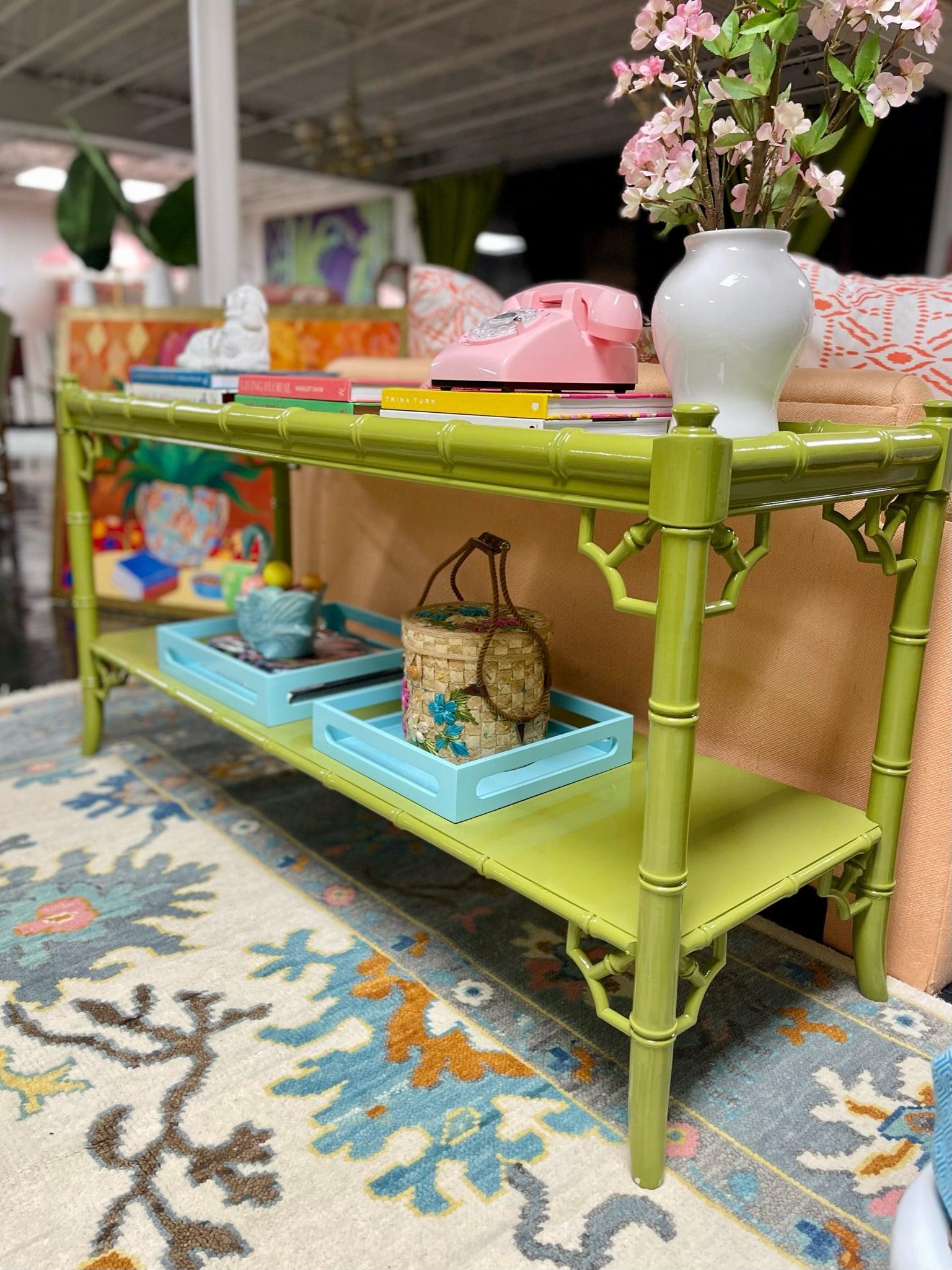 Thomasville Allegro Faux Bamboo Console Table Lacquered & Ready to