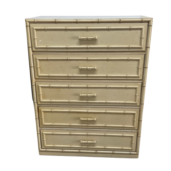Vintage Dixie Furniture Aloha Collection Faux Bamboo Tallboy Chest Available for Custom Lacquer