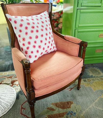 Pair of Vintage High-back Armchairs With Custom Silk Upholstery