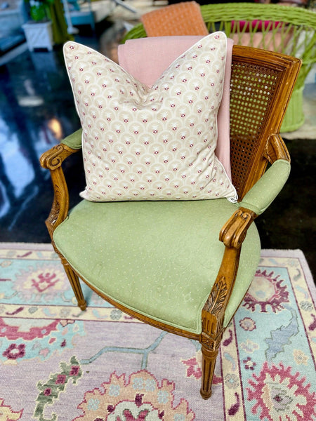 Custom Silk Upholstered Vintage Cane Armchair Ready to Ship! - Hibiscus House