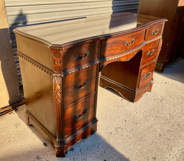 Antique 1930's Chippendale Style Mahogany Desk with Chair Available for Lacquer