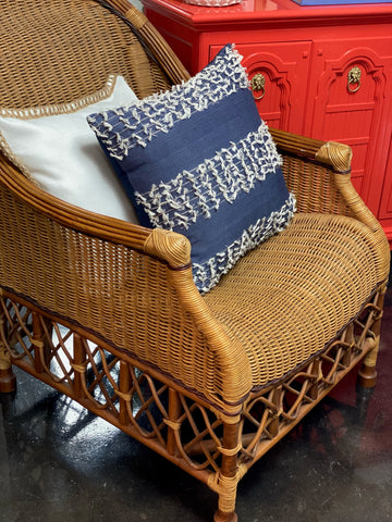 Vintage Wicker Bamboo Palm Beach Chic Side Chair Ready to Ship! - Hibiscus House