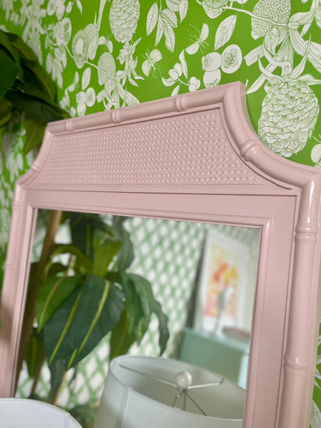 Vintage Stanley Furniture Faux Bamboo Mirrors Lacquered in Georgia Pink