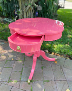 Vintage Mahogany Scalloped Fluted Drum Table Lacquered in "Cactus Flower" Ready to Ship!