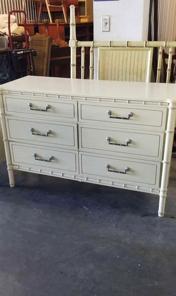 Vintage Classic Faux Bamboo Six Drawer Double Dresser Available for Custom Lacquer!