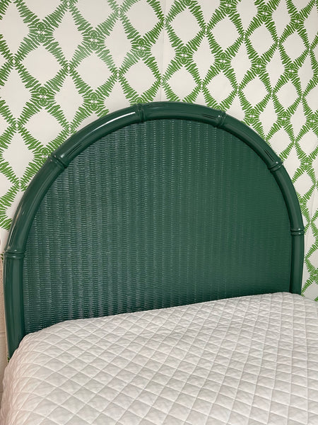 Vintage Broyhill Furniture Faux Bamboo Woven Twin Headboard Lacquered in Gondola Ride