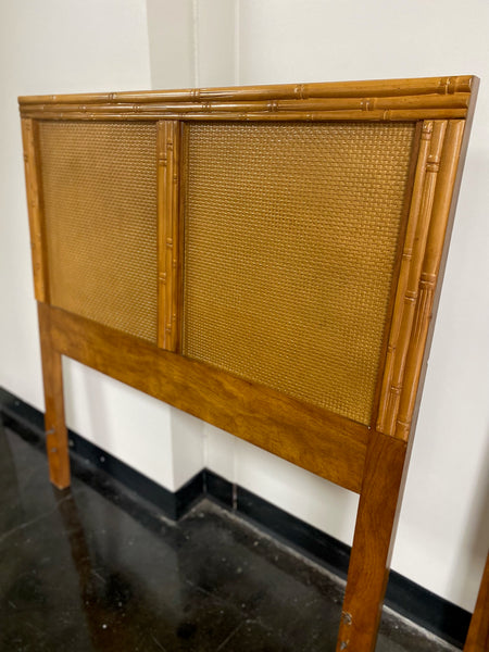 Vintage Faux Bamboo Woven Cane Twin Headboards- Ready to Ship!