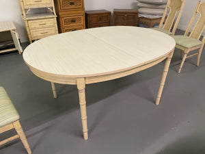Vintage Wood Hollywood Regency Faux Bamboo Dining Table Ready for Lacquer