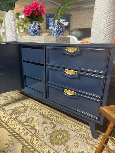 Gorgeous Vintage Mid Century Credenza Lacquered in Naval