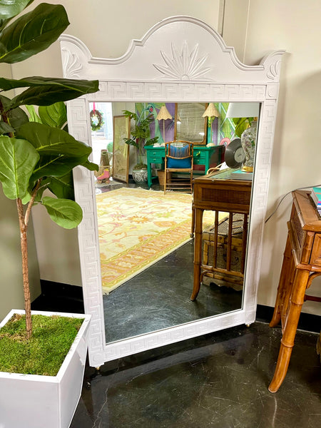Thomasville Large Greek Key Mirror Lacquered in “Decorators White” Ready to Ship