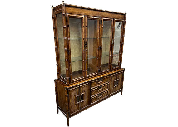 Vintage Stanley Furniture Pagoda Style China Cabinet Available for Custom Lacquer!