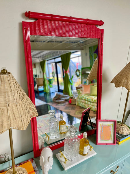Pair of Vintage Faux Bamboo Classic Mirrors Available for Lacquer