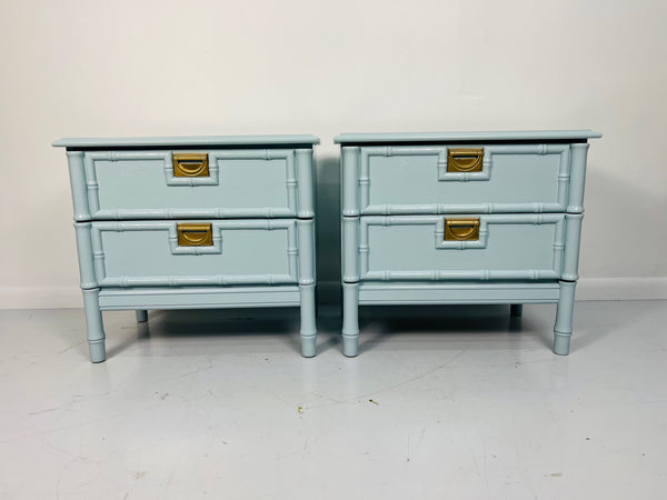 Faux Bamboo Vintage Large Nightstand PAIR Available for Custom Lacquer