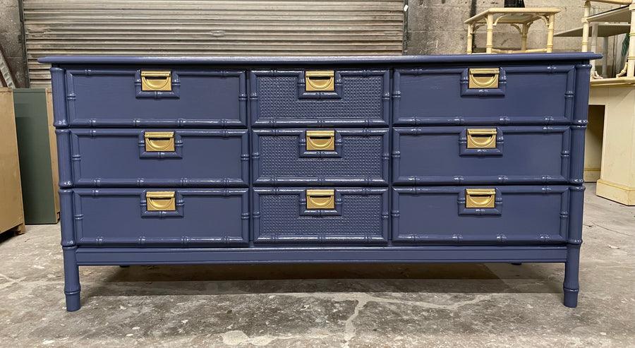 Vintage Stanley Style Faux Bamboo Nine Drawer Dresser Available for Custom  Lacquer  Hibiscus House