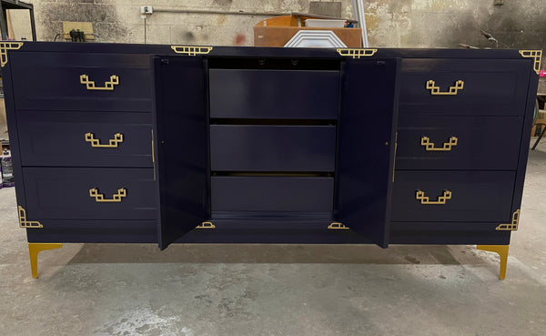 Vintage Credenza by Bassett Furniture Co. Lacquered in Deep Mulberry