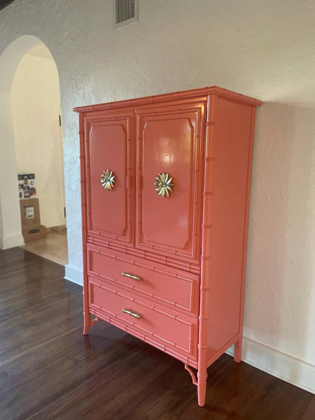 Vintage Dixie "Aloha" Armoire Cabinet/ Bar Available for Custom Lacquer - Hibiscus House