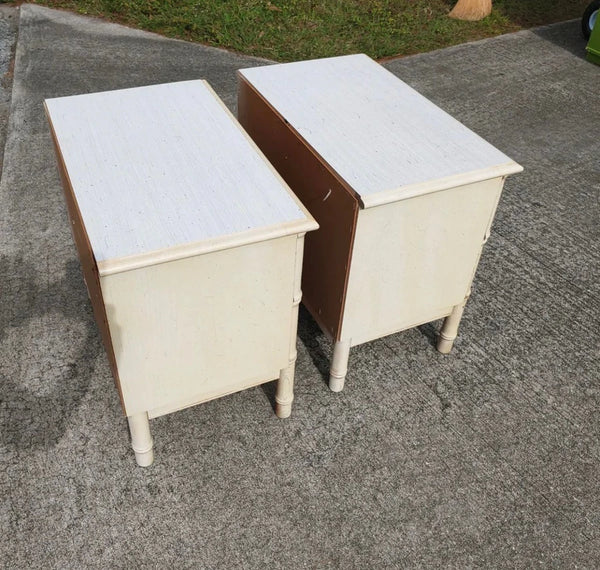 Pair of Faux Bamboo Stanley Style Nightstands Available for Custom Lacquer